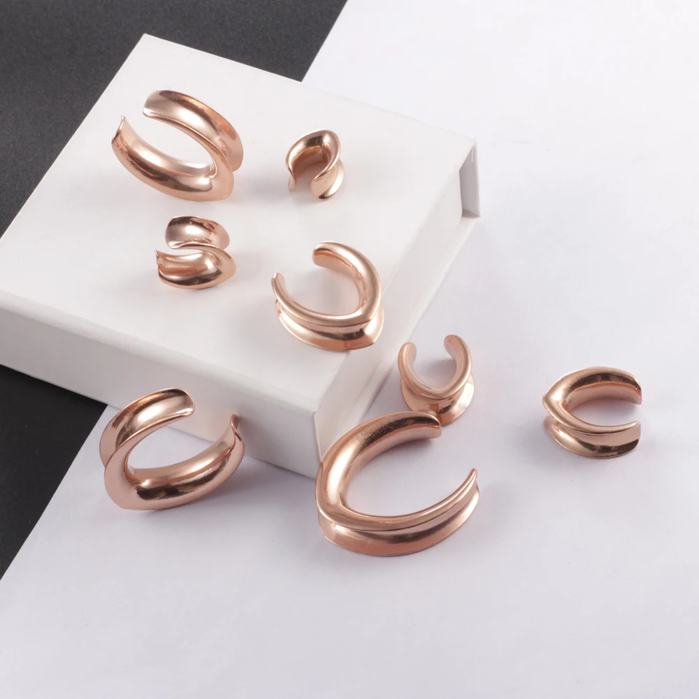 Casvort 2PCS 316 Stainless Steel Saddle Tunnels Plugs Piercing Stretchers Fashion Body Piercing Jewelry Expander Gift For Women