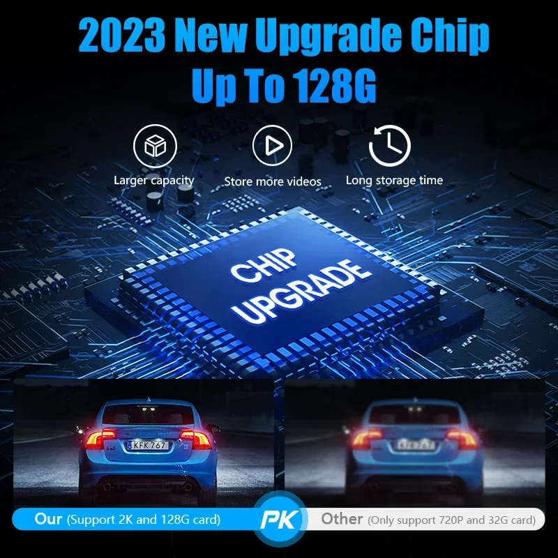 كاميرا داش سيارة عالمية مع إنذار صوتي ، مسجل فيديو تلقائي ، صوت تلقائي ، رؤية ليلية ، مسجل فيديو رقمي ، كاميرا داش ، 2K ، HD كامل ، USB ، ADAS