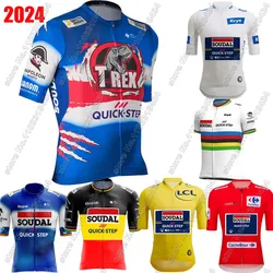 Soudal T-Rex Quick Step 2024 Cycling Jersey Short Sleeve Clothing France Spain Tour World Champion Road Bike Shirt Bicycle Tops