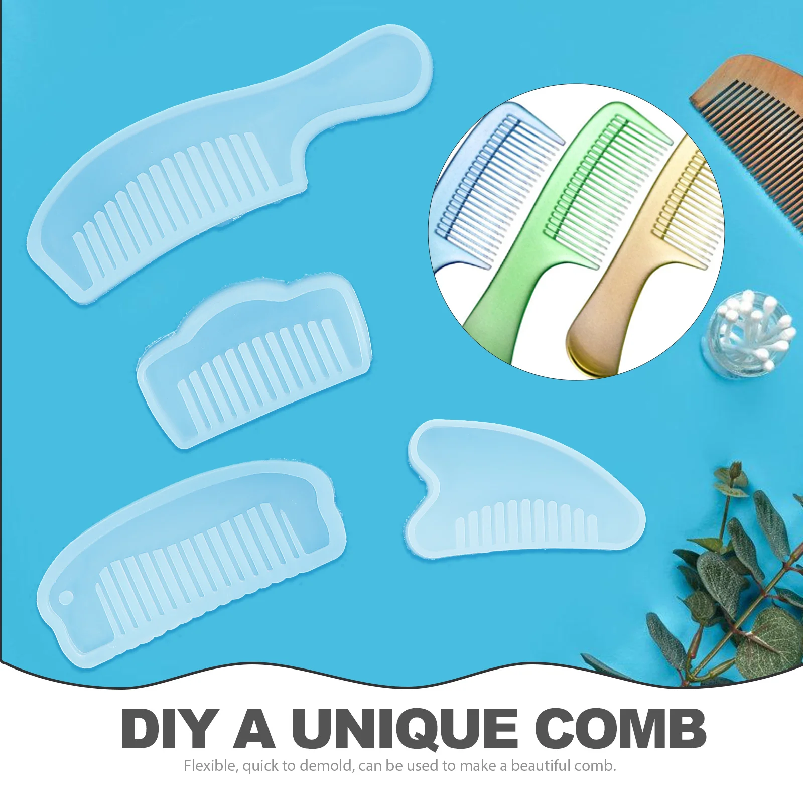 

8pcs Silicone Epoxy Resin Washable Reusable Flexible Durable Craft Making Mold For Handicrafts Diy Supplies Comb Casting Molds