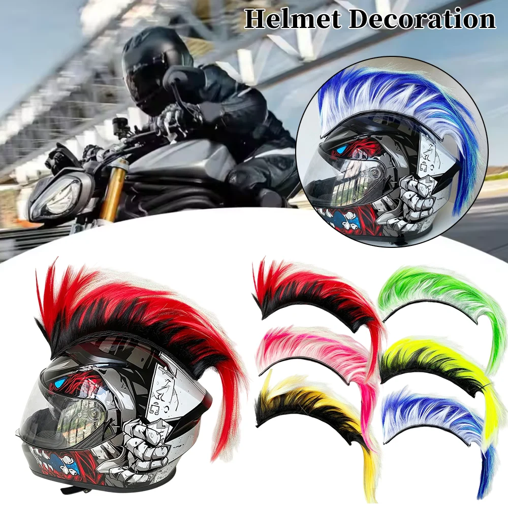 

Motorcycle Mohawk Helmet Wig Punk Helmet Accessories Bike Fake Wig Fashion Helmet Decor Various Color Motorcycle Equipments