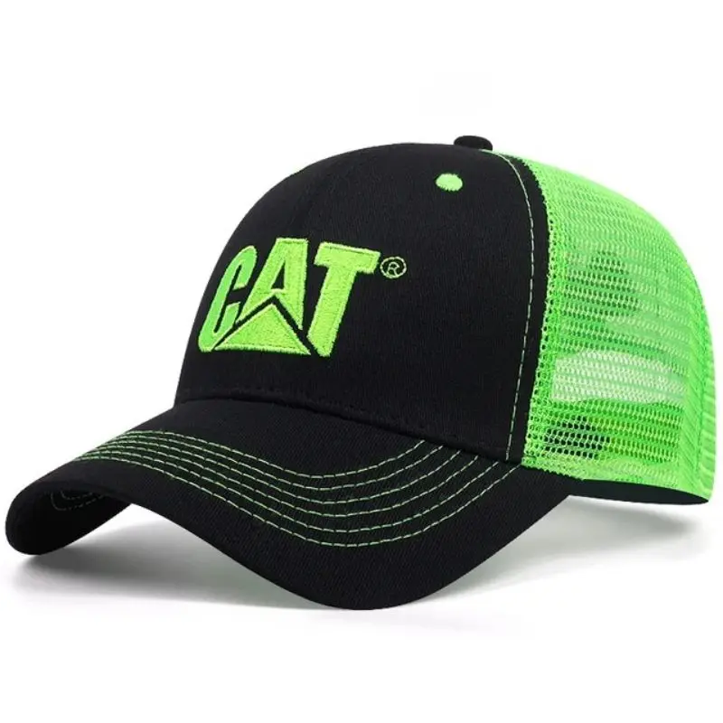 Mesh Hat CAT letter-Embroidered Summer Sunblock Hat For Men and Women Trucker Hat Tide