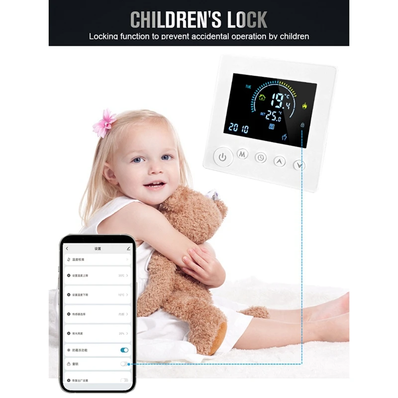 TUYA Thermostat Temperature Controller Water Electric Floor Heating TRV Digital LCD Display Wall Mounted