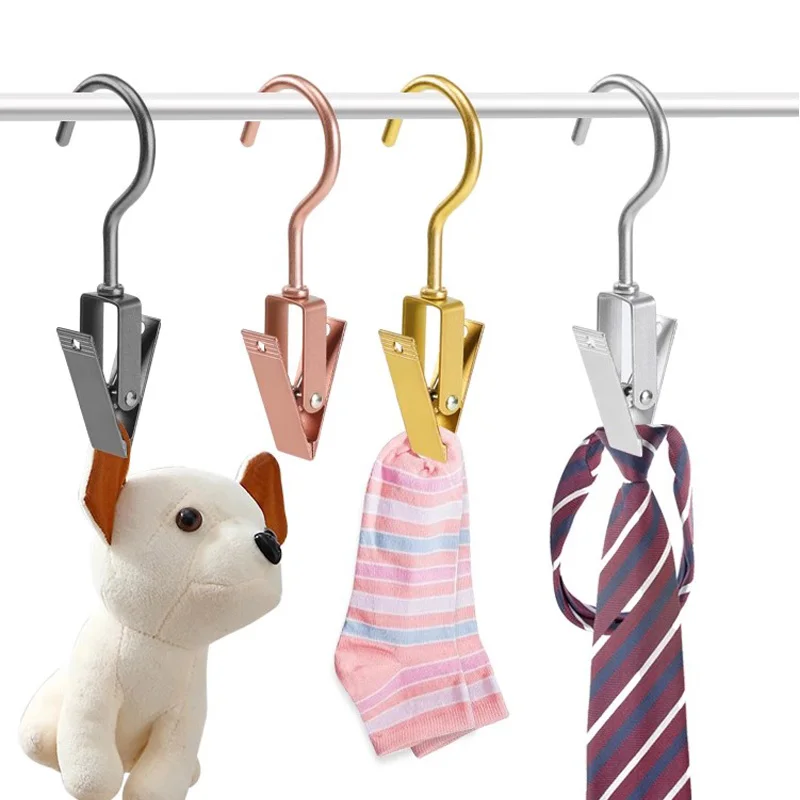 

2/4pcs Hanging Hook Clips Metal Clothes peg Hats Socks Hanging Storage Clips Clothespins Seamless Pants Sacks Cloest Space Saver