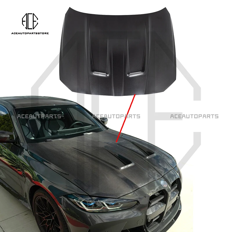 Dry Carbon Fiber Hood For BMW 2021+ M3 G80 M4 G82 IND Style Body Kit Front Engine Bonnet Cover Hood Body Kit