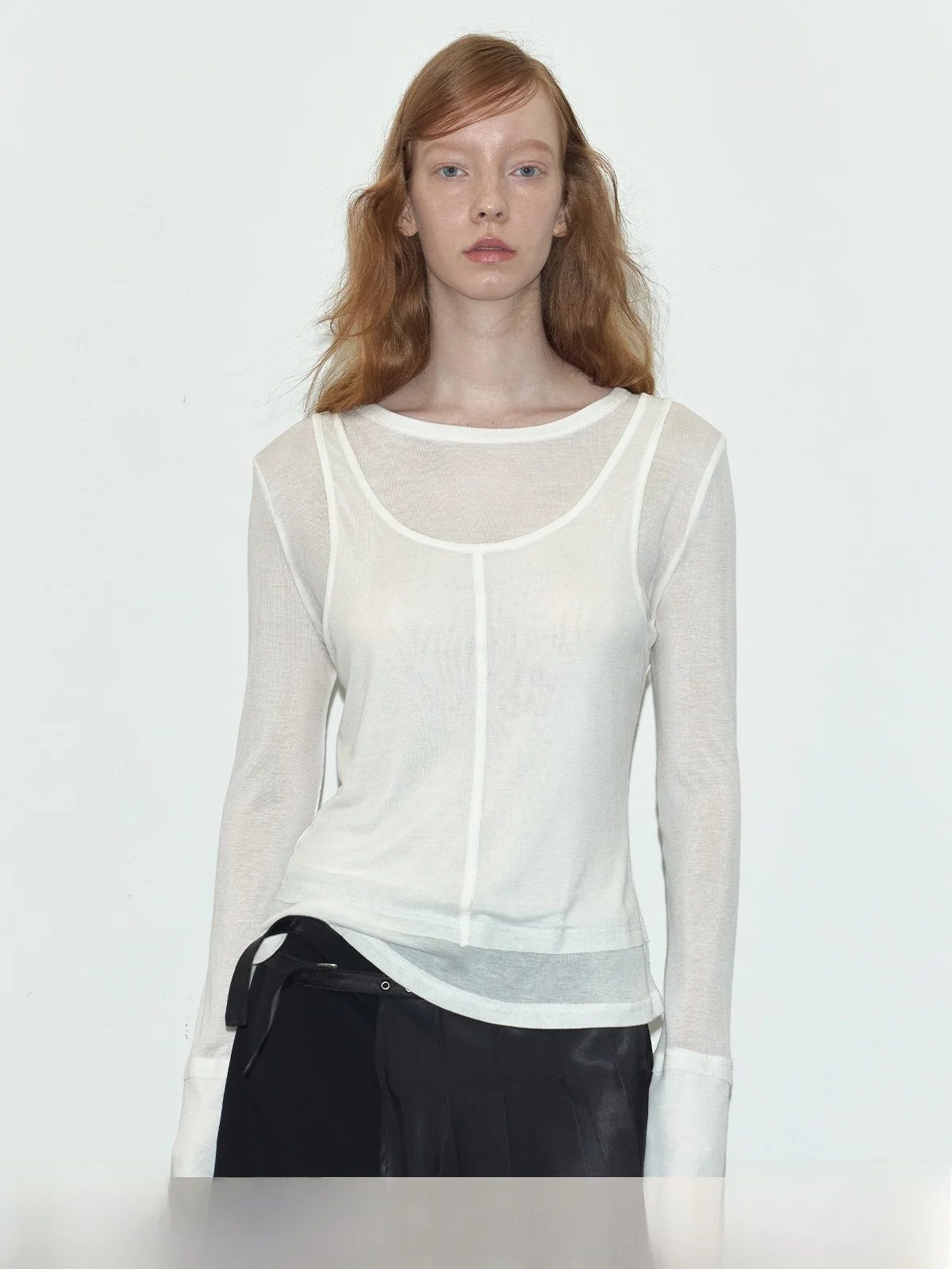 

Berlinconch Шелковый базовый слой Трикотажный длинный све круглый Ne Белый топ Искусственный двухсекционный женский нож премиум-класса для поездок на работу Faion...