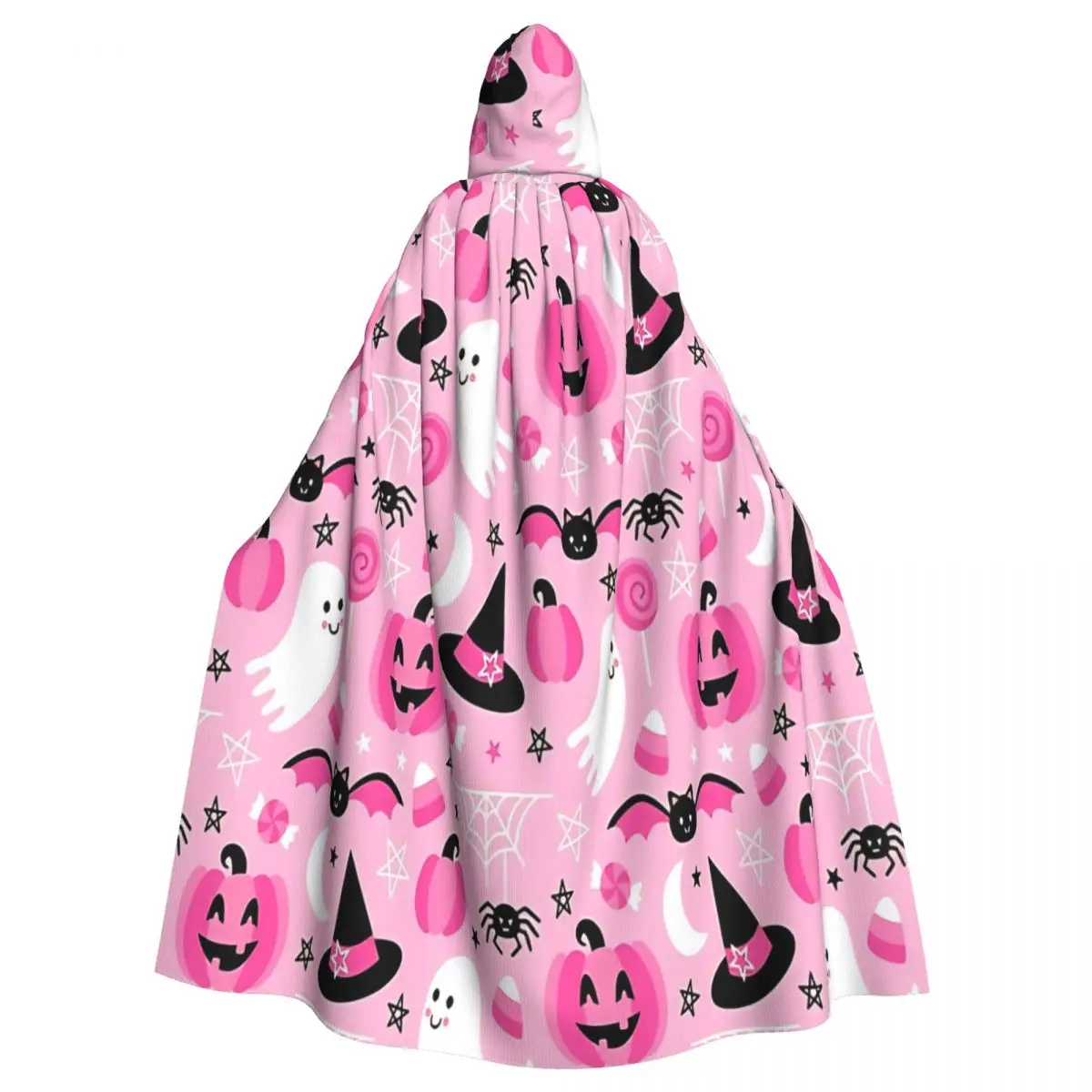 Spooky Cute Halloween Hooded Cloak Pink Coquette Ghost Women Men Cape Funny Costume Party Accessory