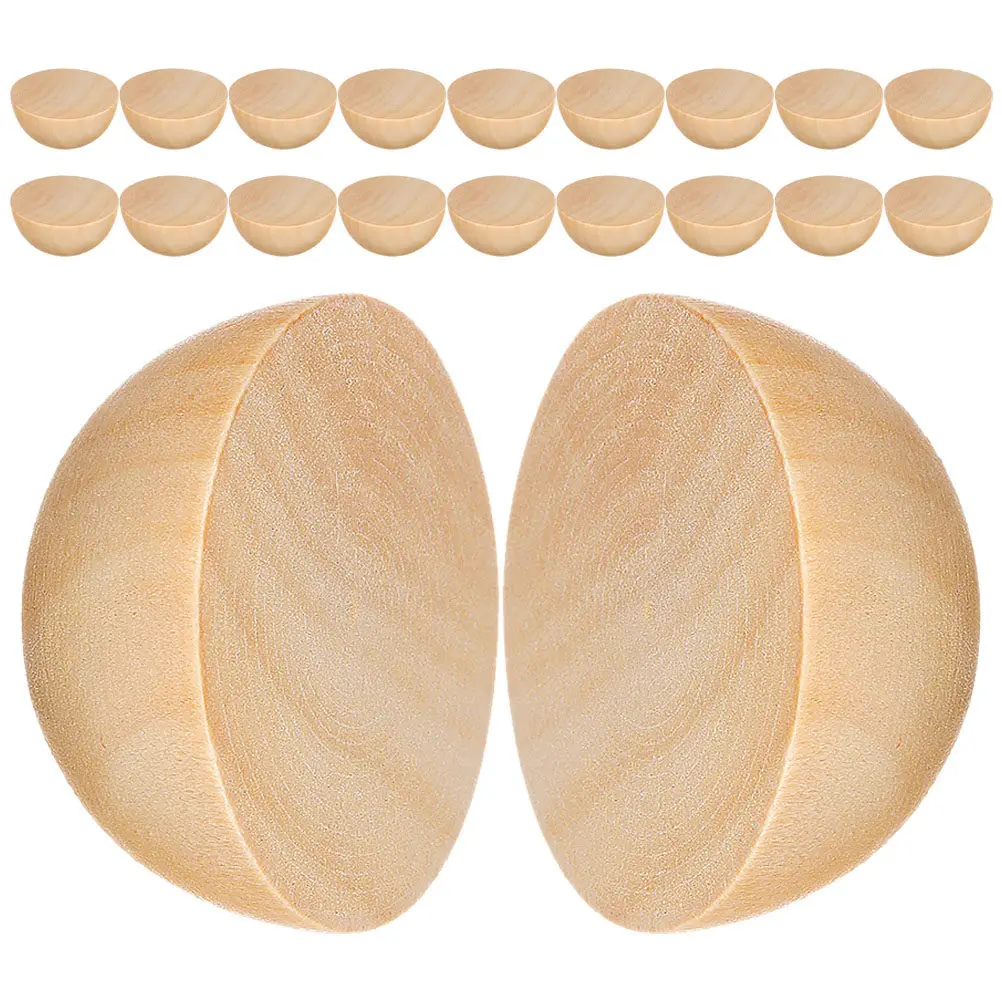 

20 шт. деревянных бусин-половинок для рукоделия, круглые декоративные шарики для проектов и украшений