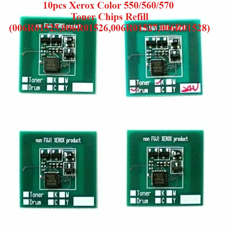 

10pcs Xerox Color 550/560/570 Toner Chips Refill (006R01525,006R01526,006R01527,006R01528)