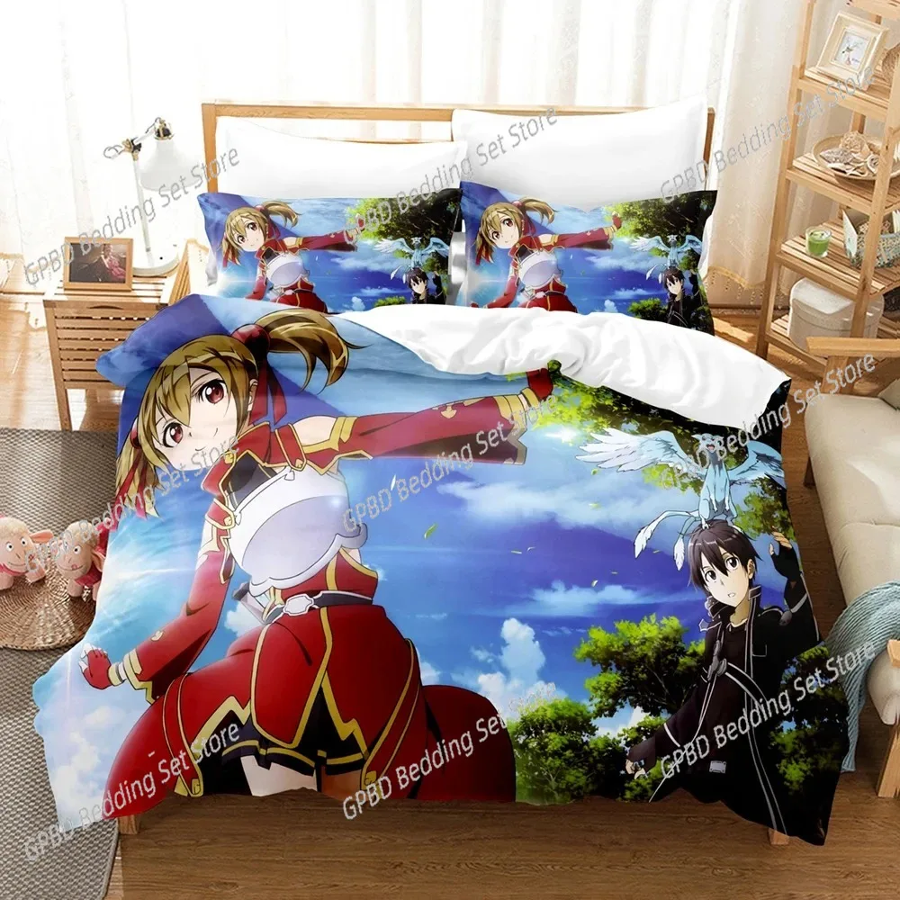 

Anime Sword Art Online Bedding Set,Duvet Cover Comforter Bed Set Quilt Cover Pillowcase,King Queen Twin Size Boys Girls Adults