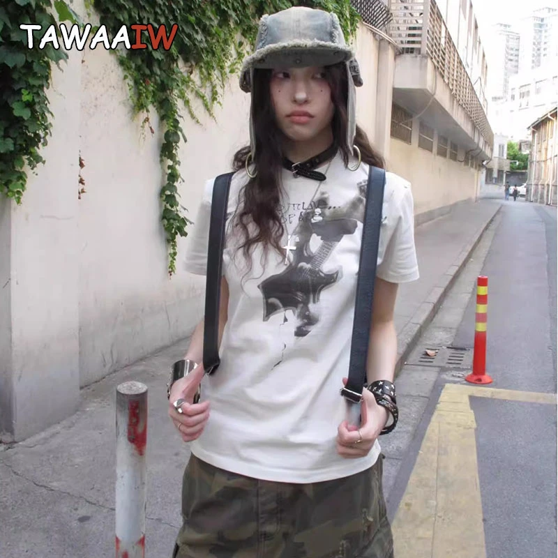 

Tawaaiw Gothic Graphic T Shirts Women Clothes Short Sleeve Korean Fashion 2000s Clothes Y2k Tees Female Clothing Print T-shirt