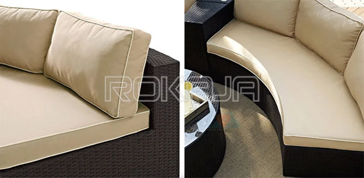 Semicircle Shaped Design Outdoor Patio Sofa Rattan,Swimming Pool Sofa And Coffee Table Furniture Combination