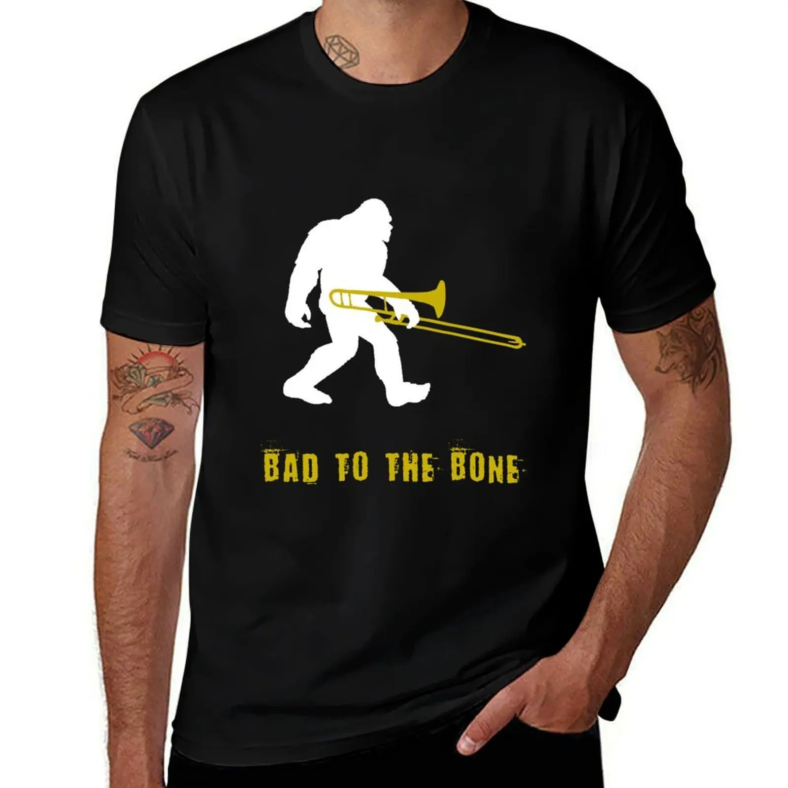 Funny Sasquatch Trombonist Trombone Player Band T Shirt T-Shirt man graphic t shirt T-Shirt