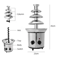 Chocolate Fountain, 4 Tiers Electric Melting Machine, Fondue Pot Set, for Chocolate Candy, Ranch, Nacho Cheese UK,230V 3