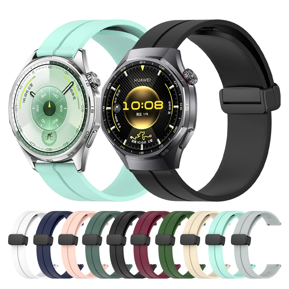 Silicone Magnetic Buckle 20mm 22mm Strap For HUAWEI WATCH GT 6 Pro 46mm Band Watch 5 4/GT 6 5 4 3 2 HONOR Magic Watch 4 Bracelet