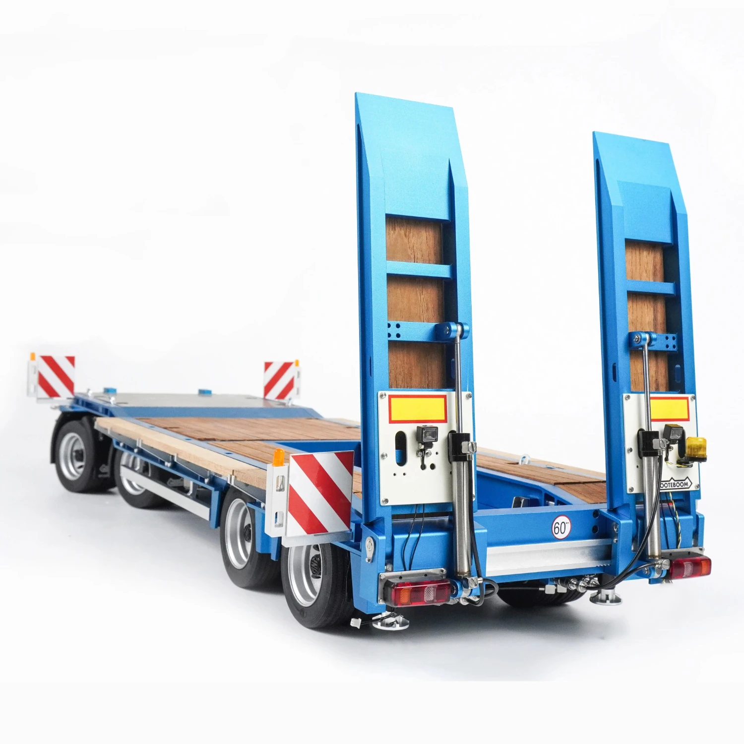4-Axle Metal Trailer 1/14 RC Hydraulic Full Trailer Model with Detachable Tail Panel Suitable for RC Tractor Truck Model Toy