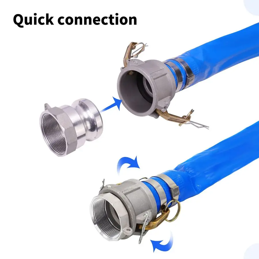 

x 50ft PVC Lay Flat Discharge Hose With Aluminum Camlock C amp E Fittings, Cam Lock Fitting Type A included, Heavy Duty Reinforc