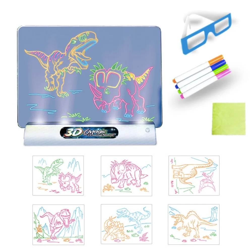 

Plastic LED Luminous Blackboard 3D Colorful Light Educational Fluorescent Boards Art Doodle Board Montessori Education Toy Kid