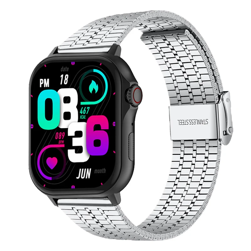 سوار معدني لـ COLMI P82 P78 P71 P60 سوار ساعة من الفولاذ المقاوم للصدأ لـ Colmi C8 Max معصمه Correas reloj لحزام colmi c81