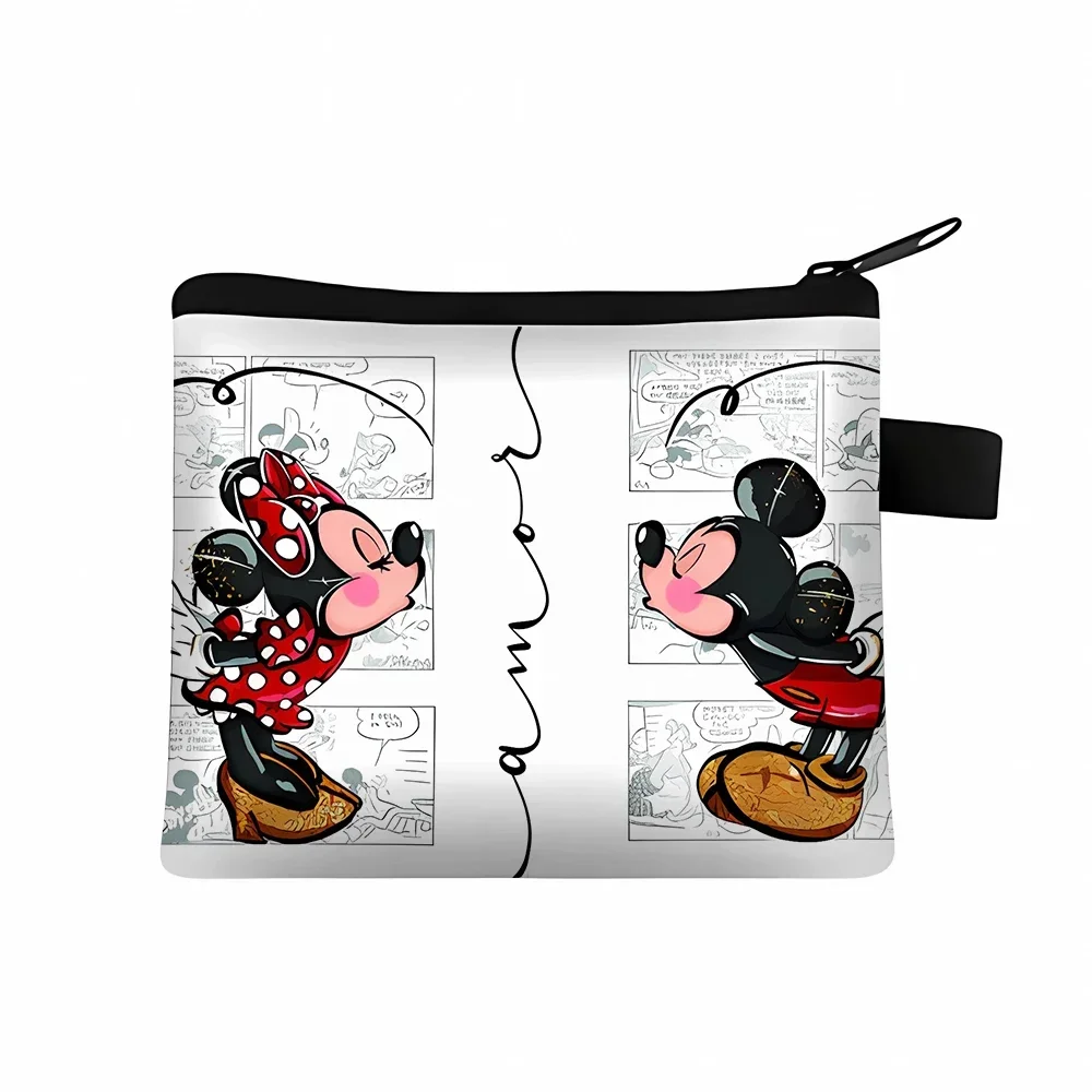 New Disney Mickey Mouse Minnie Coin Purse White Black Themed Women Cosmetic Pouch Fashion Cute Portable Toys Gifts for Children