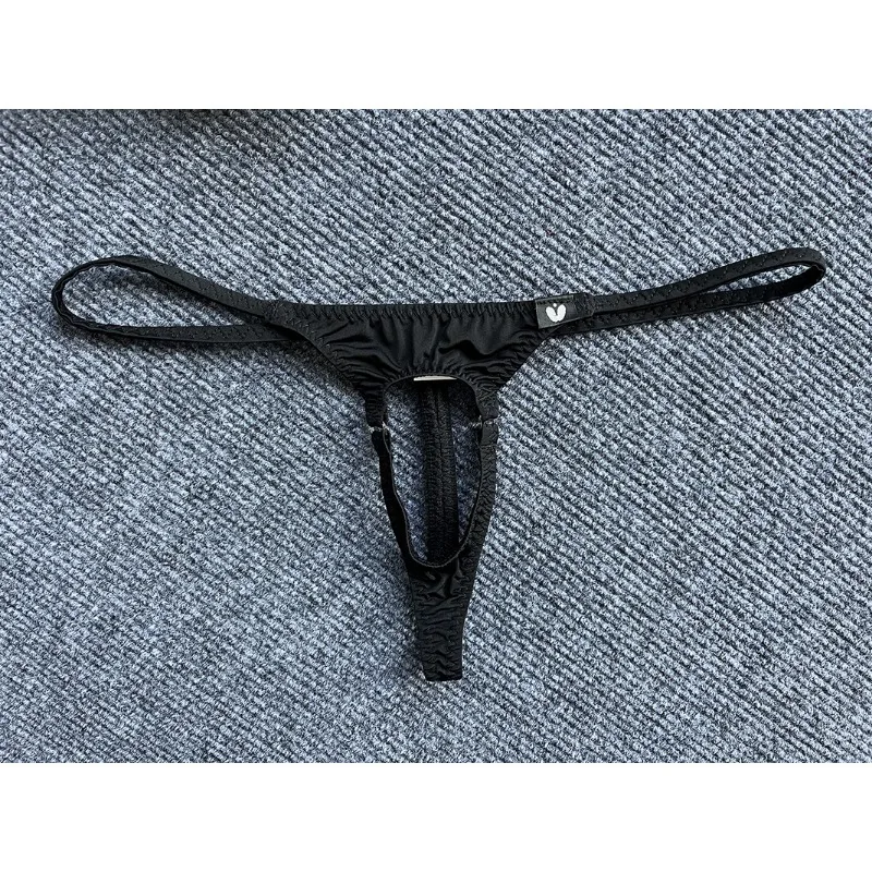 Penis Hole G-string Men Sexy Cock Ring Underwear Erotic Lingerie Low Rise T-back Thongs Ice Silk Underpants Open Butt Panties image 5