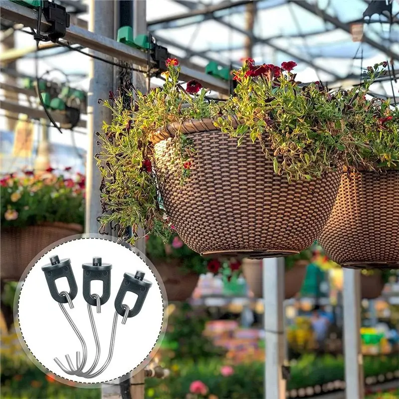 PZHI 100Pcs Greenhouse Hooks, Plant Hanger Clips with S-Hooks, Twist Clips for Garden, Stainless Steel Outdoor Clips