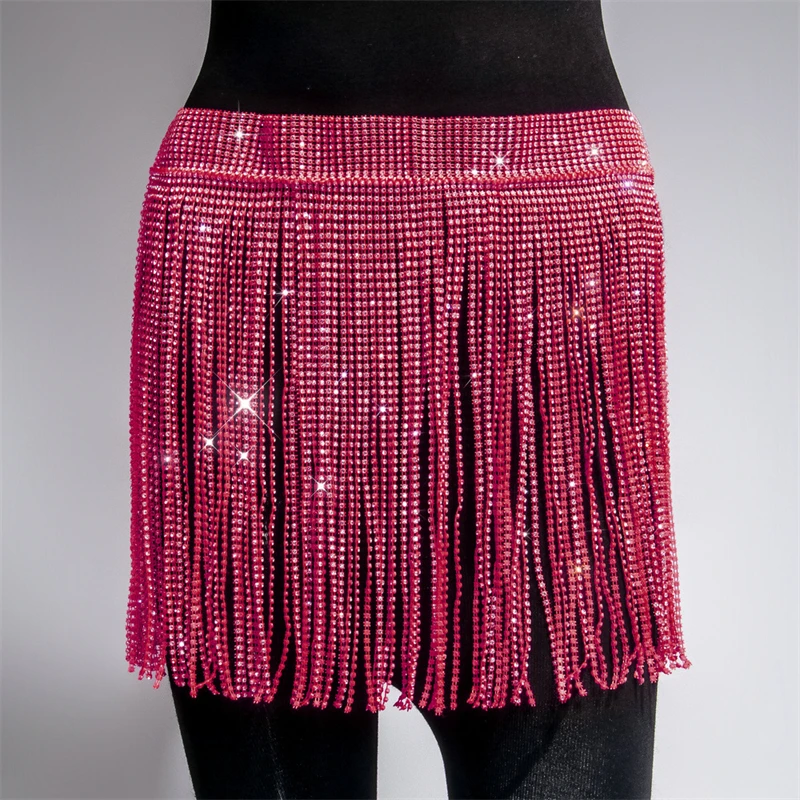 Frauen Rock Quaste Sexy Bauchtanz Kostüme Diamant Gürtel Mode Kunst Nachtclub Bar Leistung Funkelnden Bauchtanz Kostüm – Detail 15
