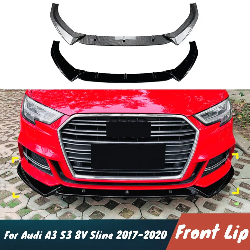Für Audi A3 S3 8V Sline 2017-2020 Auto Frontstoßstange Lippe Spoiler Splitter Karosserie-Kit Schutz Außenzubehör