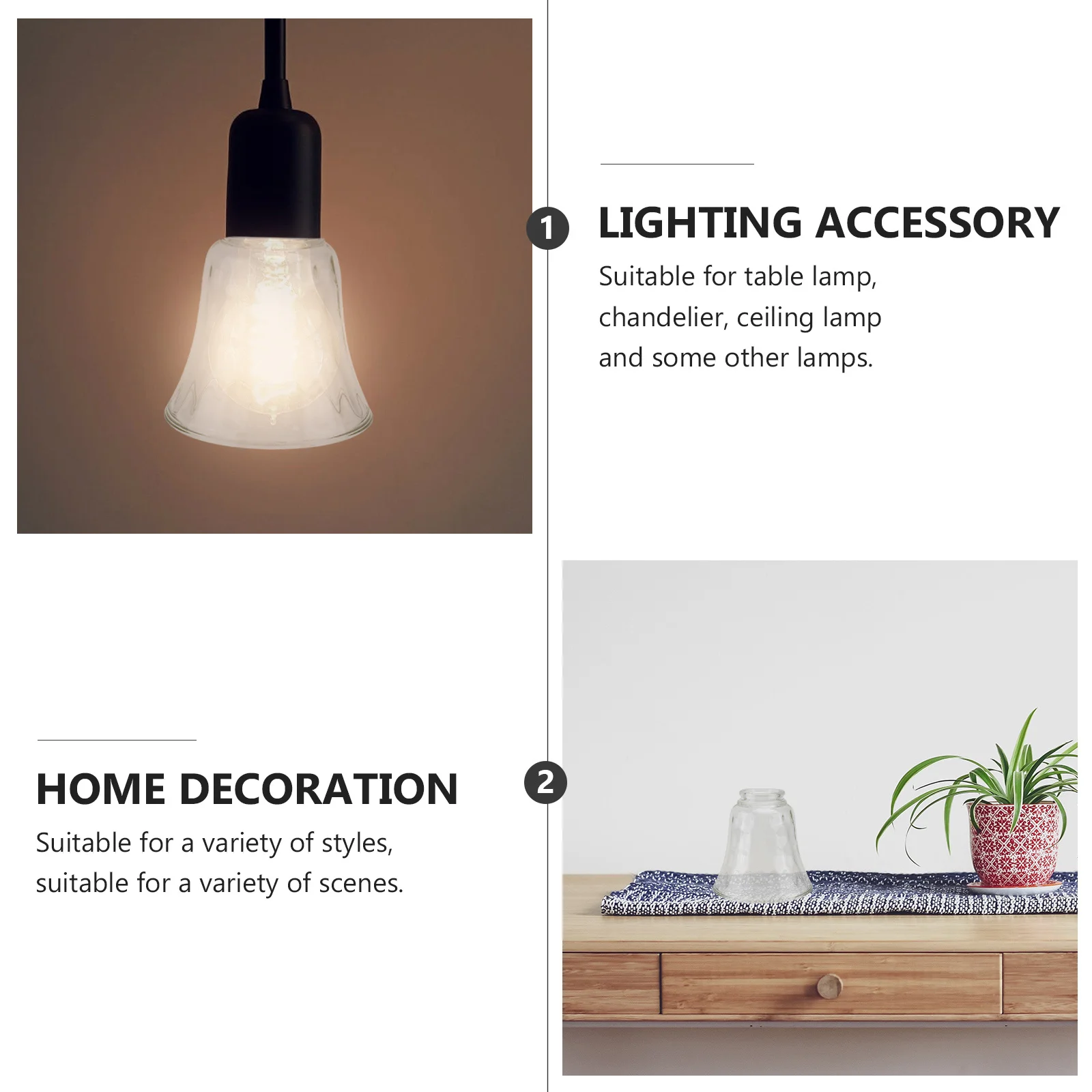 

1Pcs Transparent Glass Lamp Cover Chic Chandelier Cover Safe Healthy Practical Lighting Accessory for Table Lamp