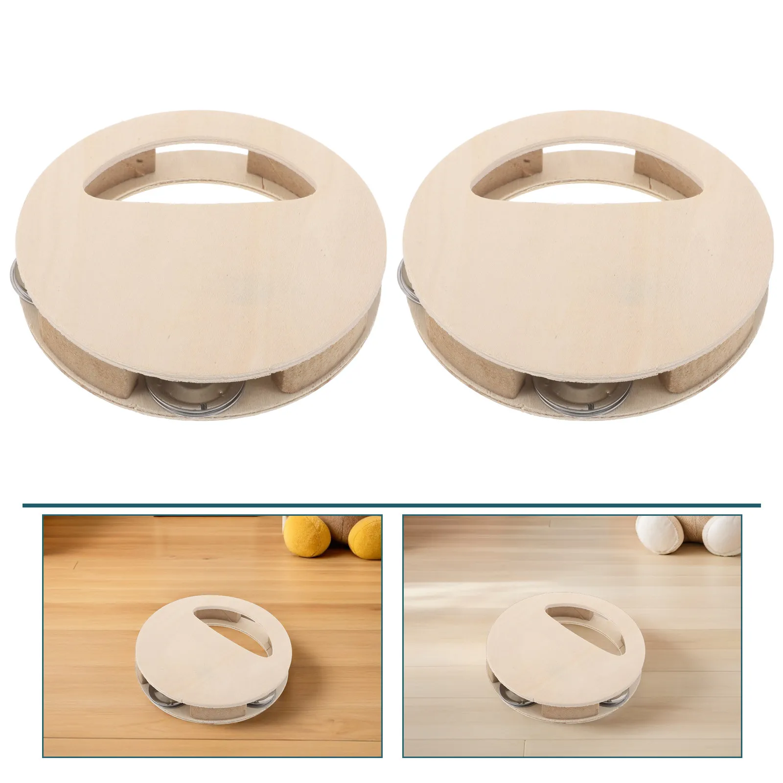 4Pcs Wooden Drum DIY Unpainted Natural Wood Musical Instrument Crafting Set for Sensory Learning Baby Maracas