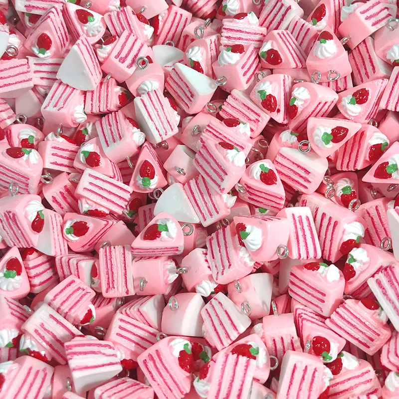 Wholesale 100pcs/Pack Multilayer Cake Resin Charms Cute Food Crafts Pendant For Earring Bracelet Diy Jewelry Make