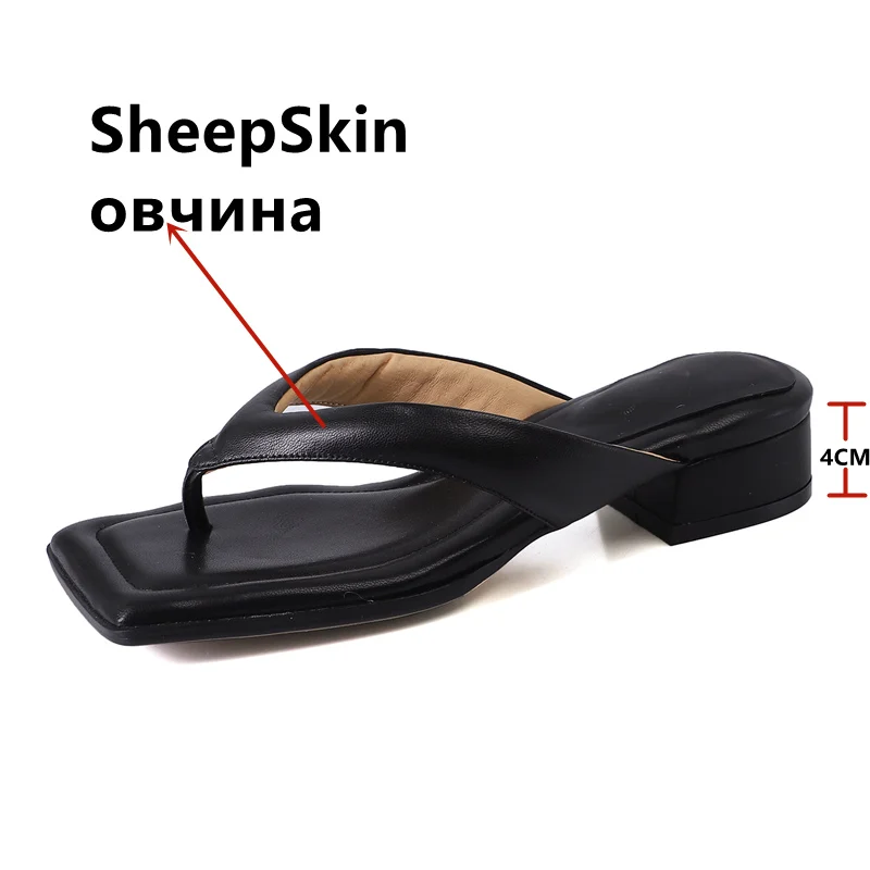 FEDONAS New Arrival Concise Women Slippers Leisure Sandals Thick Heels Soft Genuine Leather Comfortable Casual Party Shoes Woman