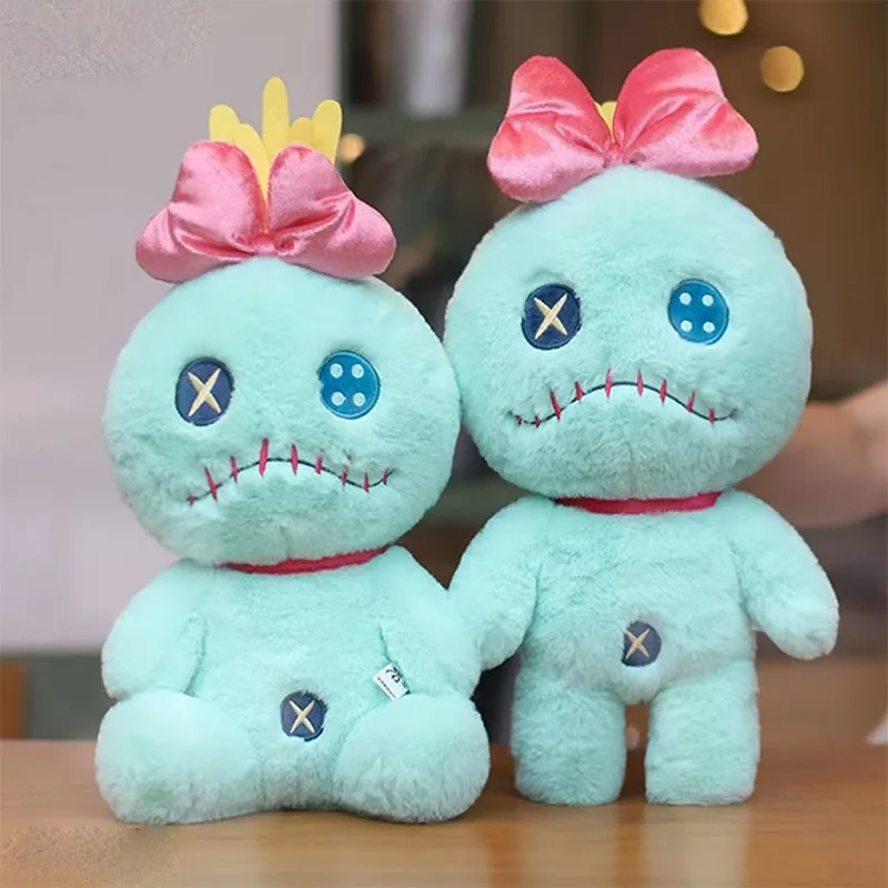 

Kawaii Disney Anime Hobby Stitch Scrump Cartoon Plush Doll Hanging A Girl Holding A Pillow on The Bed Birthday Gift