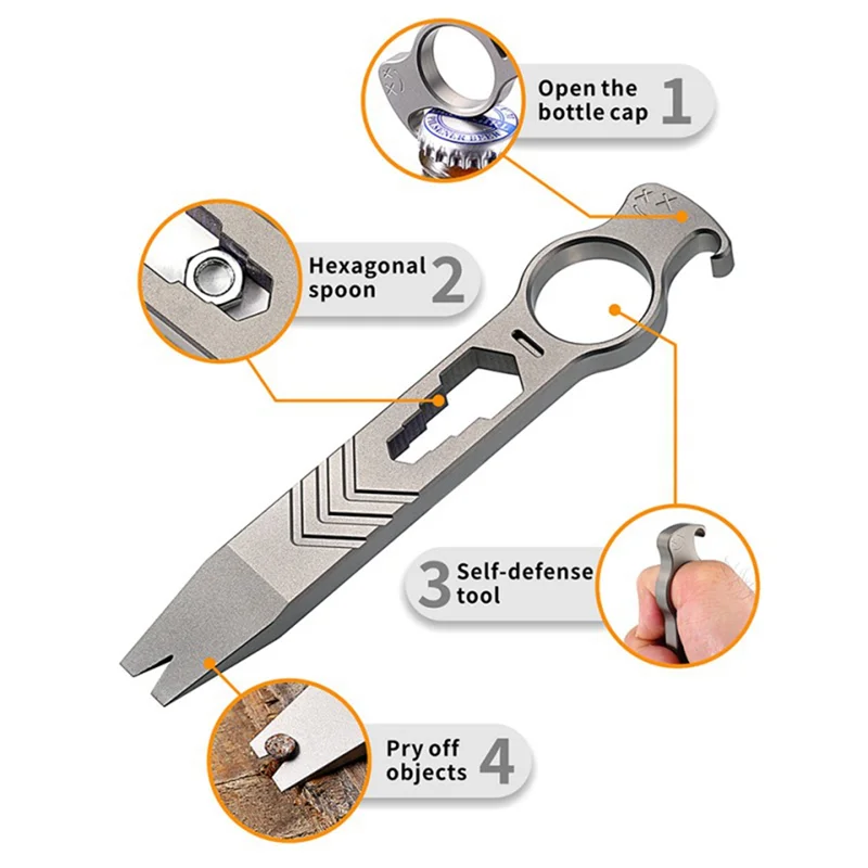 

CQMF-Multifunction Crowbars With Bottle Opener Wrench Nails Lifter, Fall Protections Rings Great Gifts For Men Women