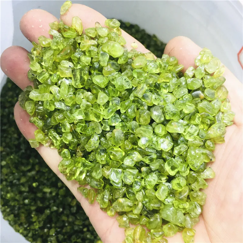 50-1000g Natural Peridot Olivine Chip Stone Rock Tumbled Green Quartz Crystal Gravel Stone for DIY Accessries Crafts Wholesale