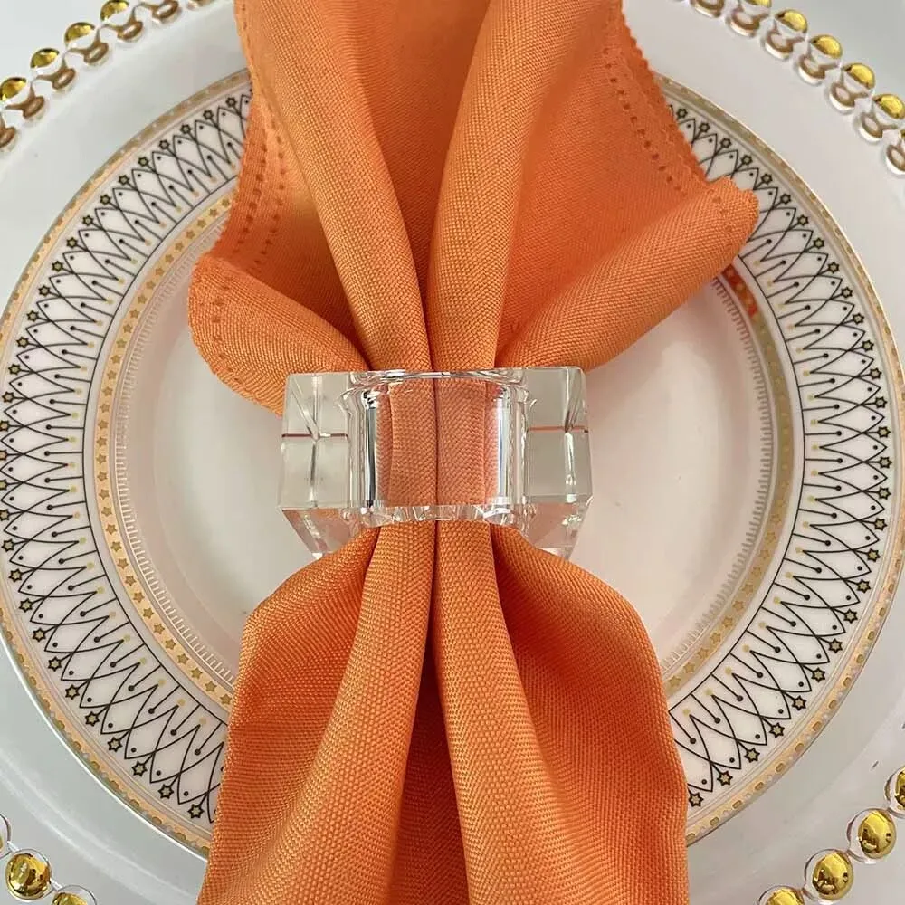 Transparent Crystal Napkin Ring, Table Set, Tableware Decoration, Mouth Ring, Hotel Model Room, 4Pcs