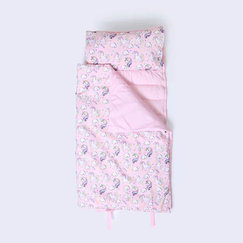 New Design Thick Toddler Nap Mat with Pillow & Blanket Roll Up Nap Mat for Preschool Soft Kids Sleeping Mat