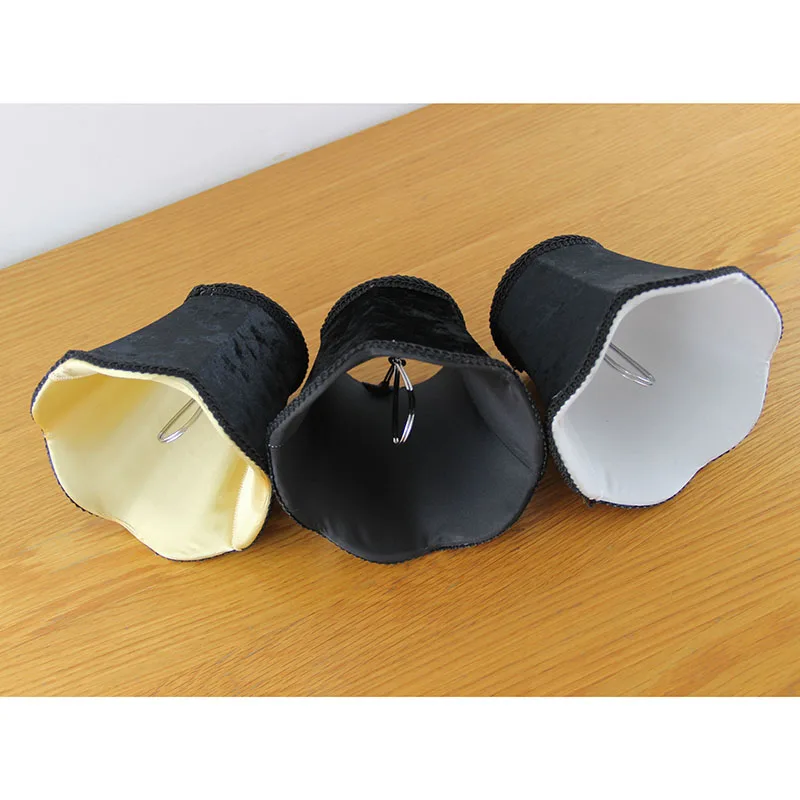 2pcs/lot Black Flannel Fabric Outside Lamp Shades, White, Gold, Black Color Inside Chandelier Lampshade,Clip On