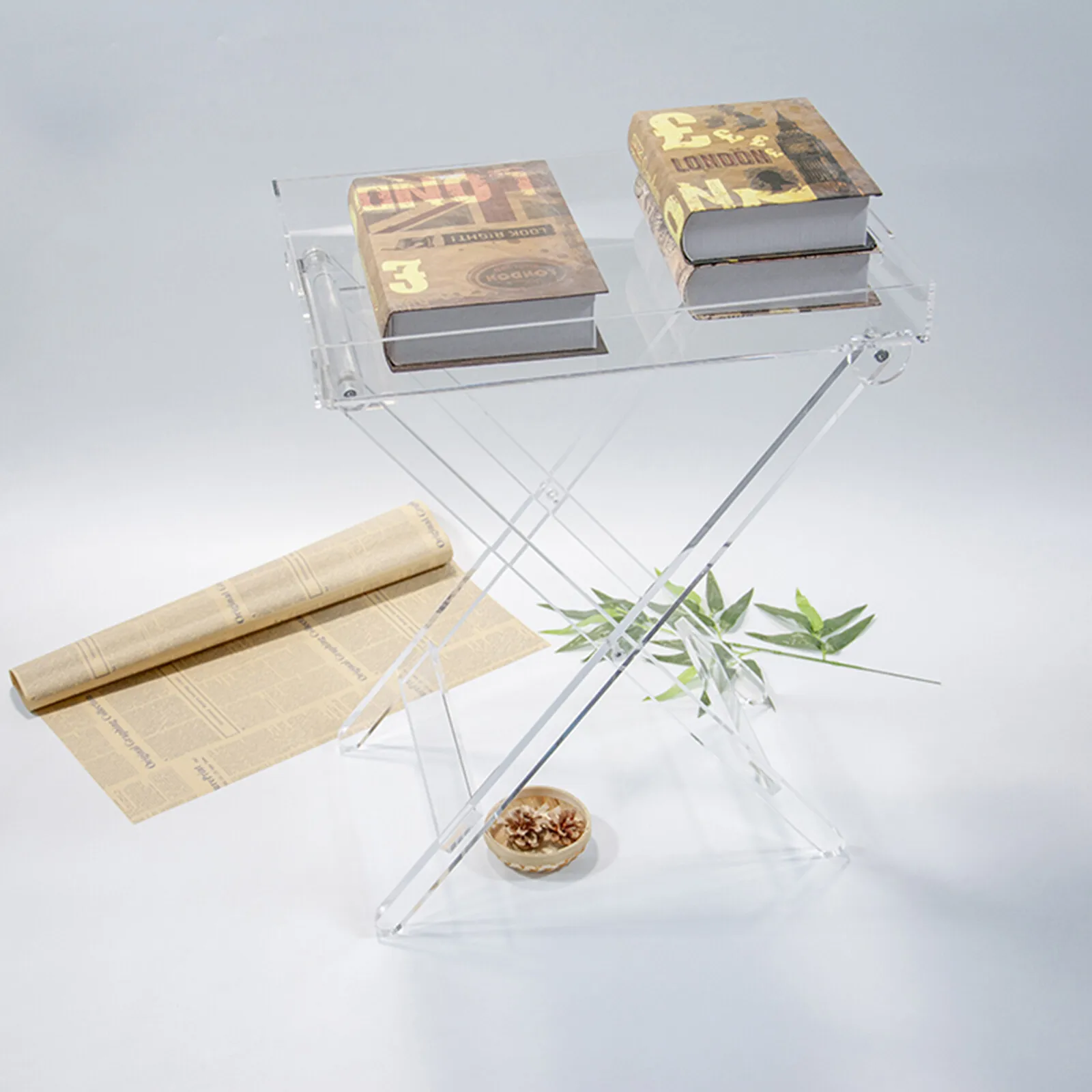Foldable Table Acrylic Transparent Table Sofa Snack Coffee Laptop End Side Table