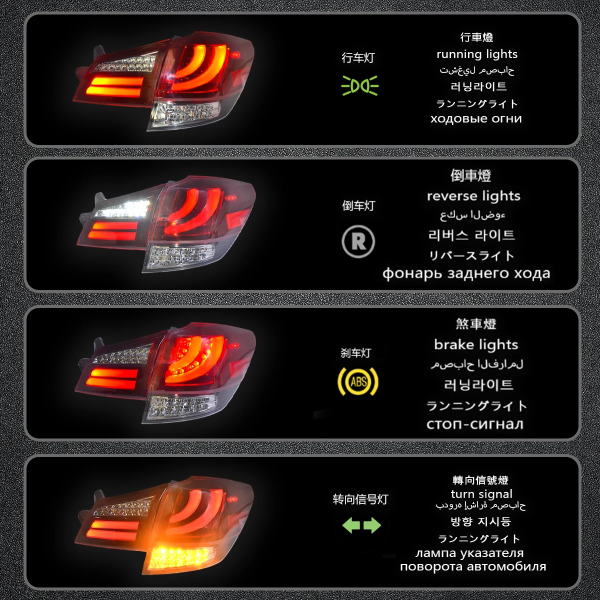 YOFER Car Tail Lights For Subaru Outback 2010-2014 LED Car Tail Lights Dynamic Information Turn Signals Car Accessories