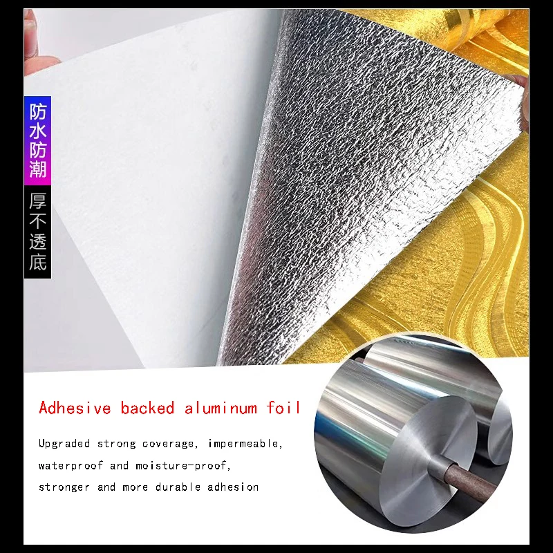 Peel and Stick Gold Foil Wallpaper Roll Bedroom Living Room Wavy Striped Wall Paper Self Adhesive