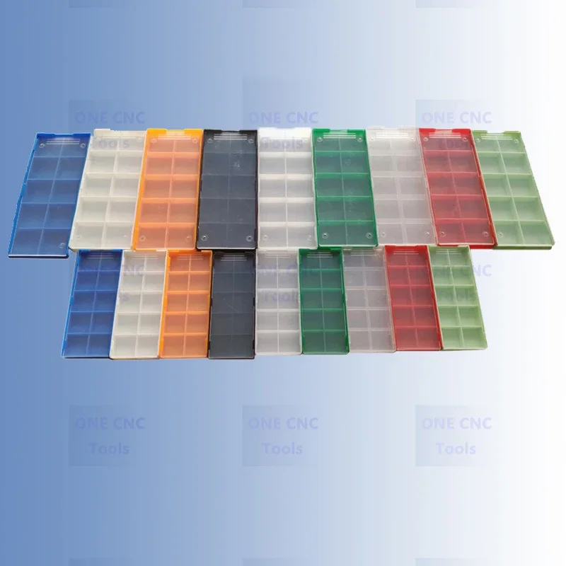 Carbide Insere Caixa Vazia Cnc Insert Embalagem Caixa de Plásticos Fresa Fresa End Mill Unilateral Push Cnc Acessórios 20 Pcs 50 Pcs 100 Pcs