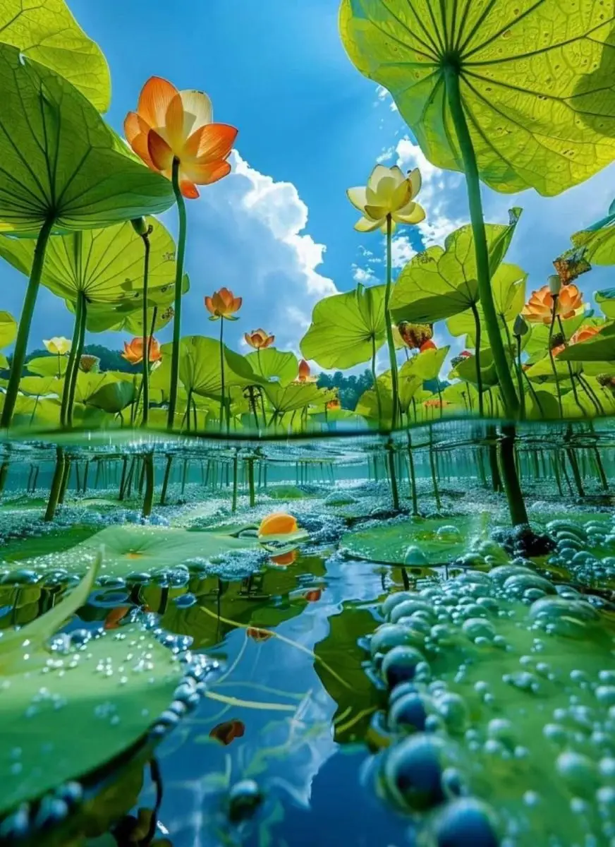 

500/1000/1200/2000 PCS Jigsaw Puzzles Green Lotus Refreshing Scenery Family Activity Games for Gameroom Bedroom Gift Home Decor