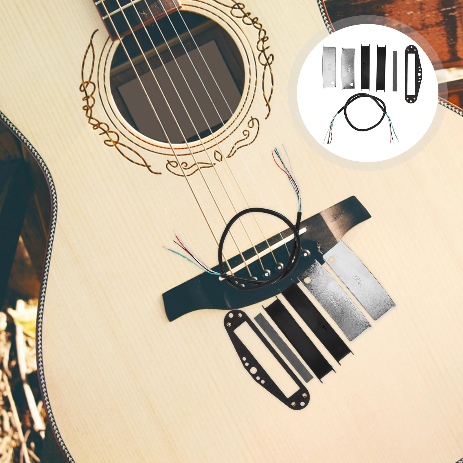 

1 Set Electric Guitar Pickup Humbucker Kit Black Dual-Coil Noise Reduction For Live Recording Instrument Repair Parts Guitar