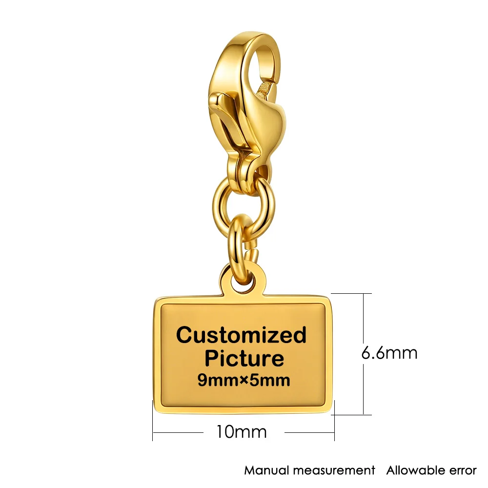 Silver Color Square Customized Pendant DIY Picture Logo Flag Pet Pattern Image Jewelry Charm Women Men Gifts Making Accessories