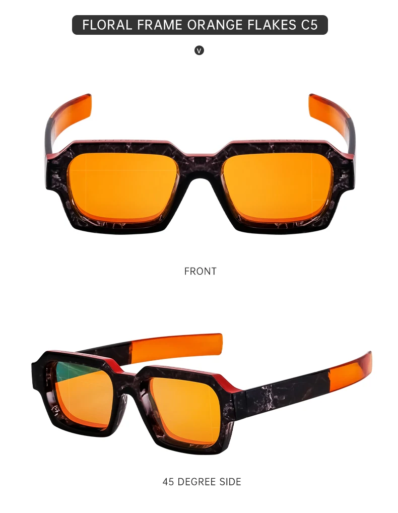 Vintage quadratische Punk Sonnenbrille Männer Frauen Luxusmarke Mode Rechteck Sonnenbrille für männliche zweifarbige Brillen mit dickem Rahmen – Detail 17
