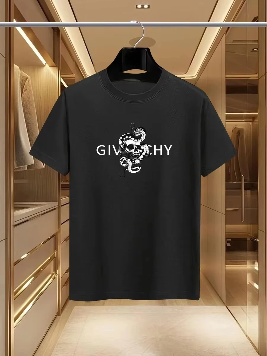 

Новая мужская летняя роскошная модная футболка с принтом 2025 года и круглым вырезом из чистого хлопка, повседневная и модная, высокая Y2K