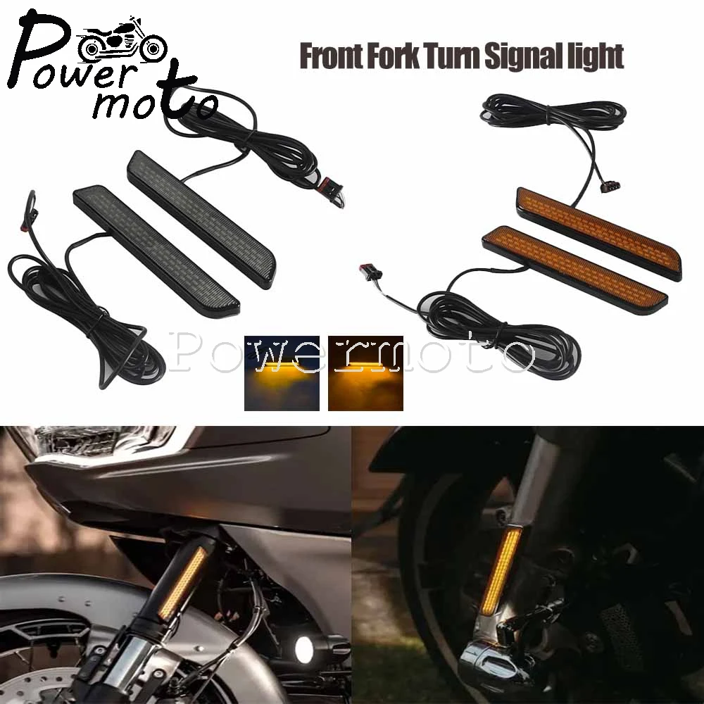 

For Harley Touring Street Road Electra Glide FLHX FLTR FLHT Road King FLHR Tri Glide 14+ Motorcycle Front Fork Turn Signal Light