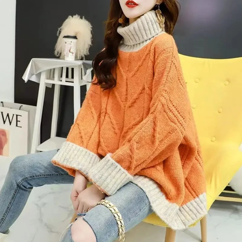 2023 Autumn/Winter New Fashion Loose Simple Commuting High Neck Sweater Women Loose Outerwear Slouchy Versatile Knitted Top