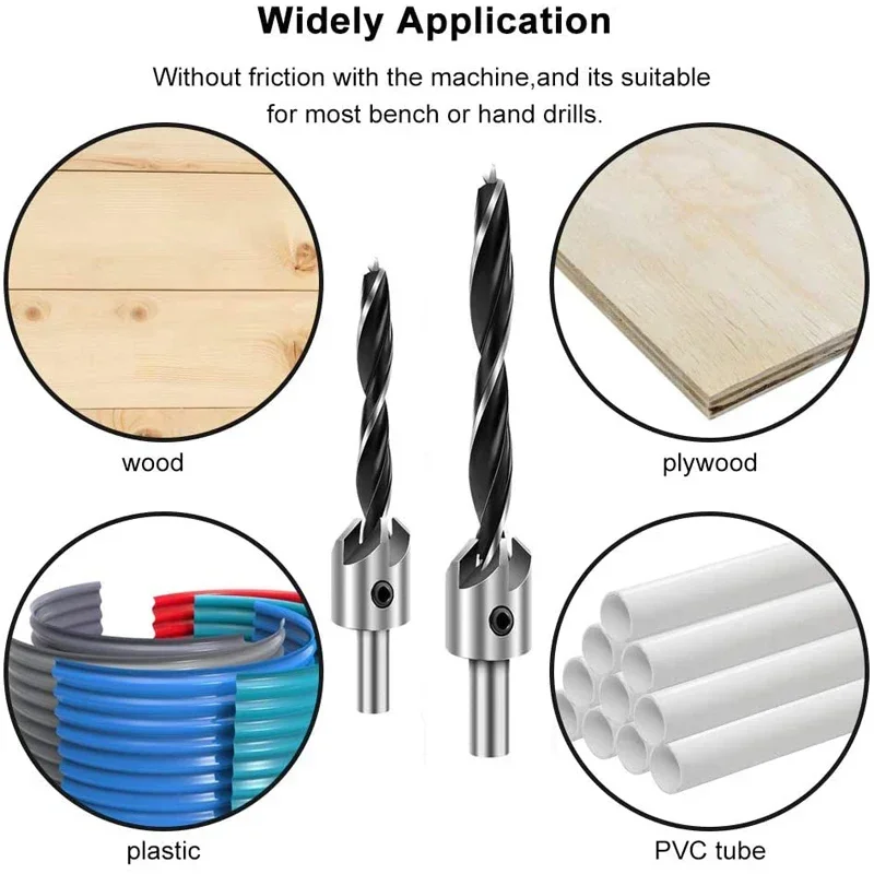 Imagem -04 - Countersink Drill Bit Grupo Carpintaria Press Grupo Alargador Parafuso Ferramenta Woo Chave Hex Livre Pcs